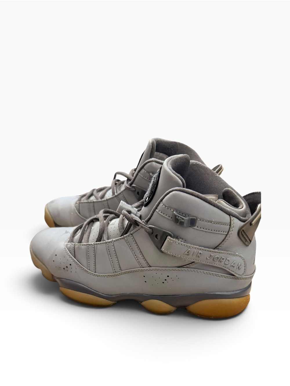 Jordan Men's Grey High-Top Sneakers with Gum Soles